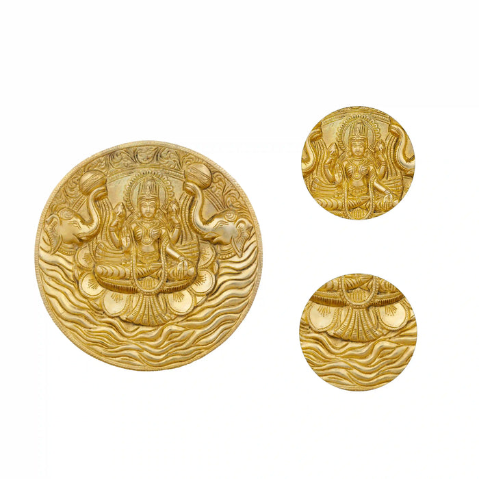 Gajalakshmi Wall Hanging - 7.5 Inches | Brass Wall Hanger for Home/ 1.465 Kgs Approx - Wall Hanging