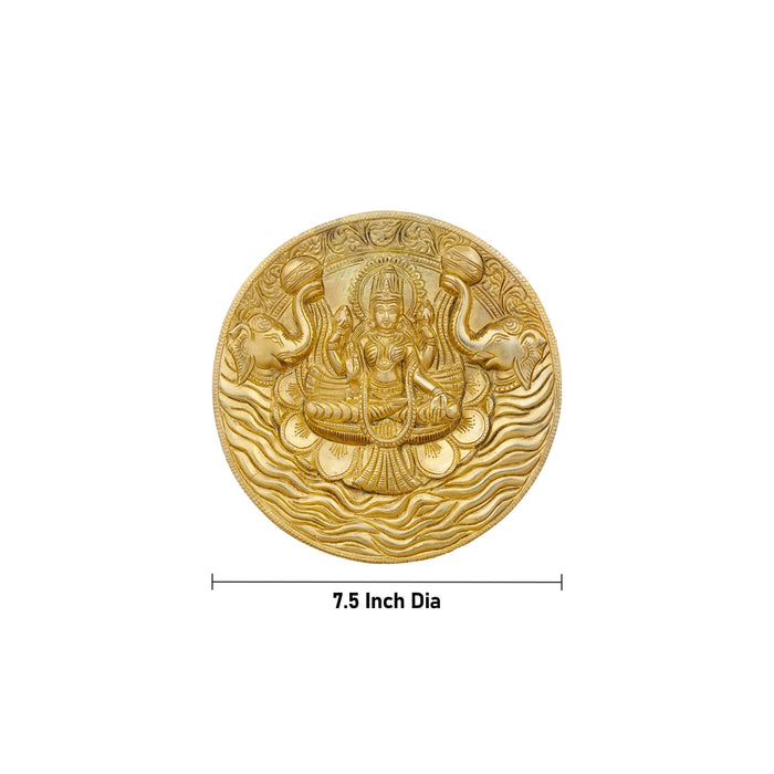 Gajalakshmi Wall Hanging - 7.5 Inches | Brass Wall Hanger for Home/ 1.465 Kgs Approx - Wall Hanging