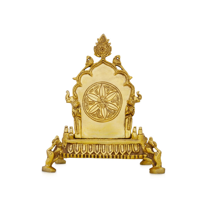 Simhasanam - 8 x 6 Inches | Antique Brass Deity Stand/ Pooja Stand for Murti/ 1.140 Kgs Approx - Pooja Aasan & Bajot & Pooja Mat