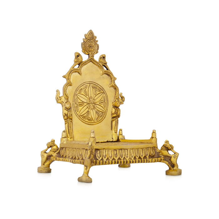 Simhasanam - 8 x 6 Inches | Antique Brass Deity Stand/ Pooja Stand for Murti/ 1.140 Kgs Approx - Pooja Aasan & Bajot & Pooja Mat
