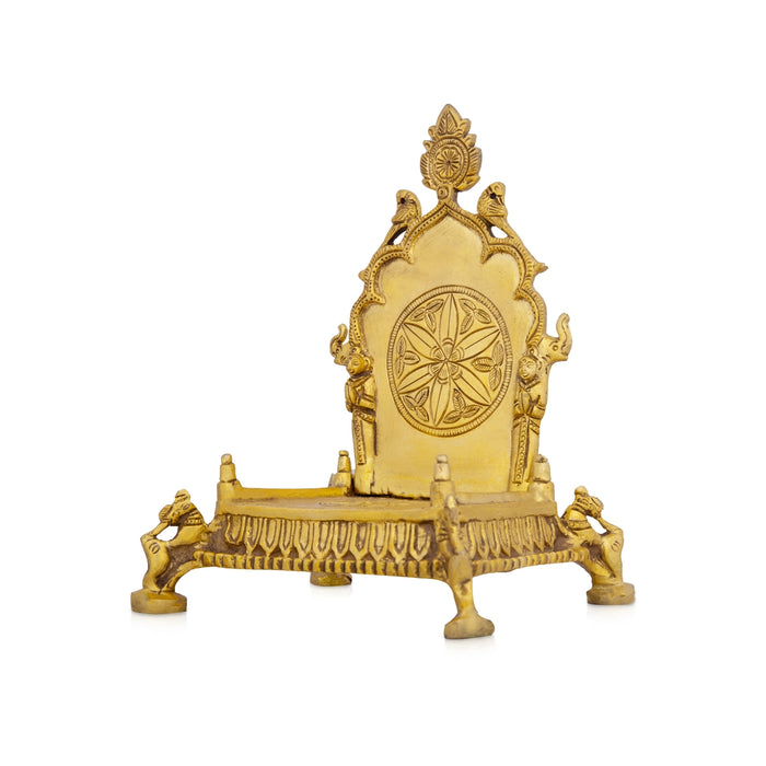 Simhasanam - 8 x 6 Inches | Antique Brass Deity Stand/ Pooja Stand for Murti/ 1.140 Kgs Approx - Pooja Aasan & Bajot & Pooja Mat