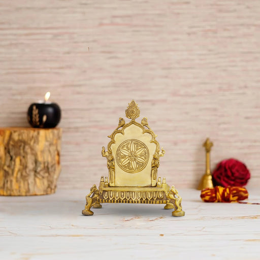 Simhasanam - 8 x 6 Inches | Antique Brass Deity Stand/ Pooja Stand for Murti/ 1.140 Kgs Approx - Pooja Aasan & Bajot & Pooja Mat
