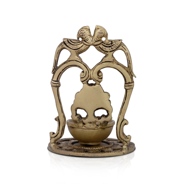 Agal Vilakku - 5.5 x 4 Inches | Antique Brass Diya/ Brass Deepam/ Parrot Lamp for Pooja/ 580 Gms Approx - Decorative Lamp