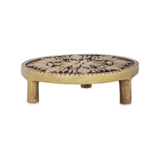 Chowki - 0.75 x 3 Inches | Antique Brass Bajot/ Manai for Pooja/ 140 Gms Approx - Pooja Aasan & Bajot & Pooja Mat