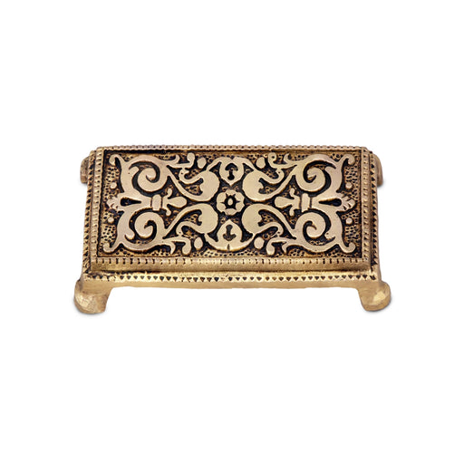 Chowki - 0.5 x 3.25 Inches | Antique Brass Bajot/ Rectangle Shape Manai for Pooja/ 120 Gms Approx - Pooja Aasan & Bajot & Pooja Mat