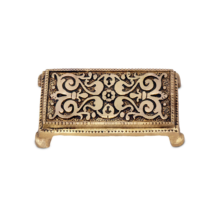 Chowki - 0.5 x 3.25 Inches | Antique Brass Bajot/ Rectangle Shape Manai for Pooja/ 120 Gms Approx - Pooja Aasan & Bajot & Pooja Mat