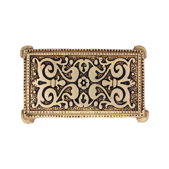 Chowki - 0.5 x 3.25 Inches | Antique Brass Bajot/ Rectangle Shape Manai for Pooja/ 120 Gms Approx - Pooja Aasan & Bajot & Pooja Mat
