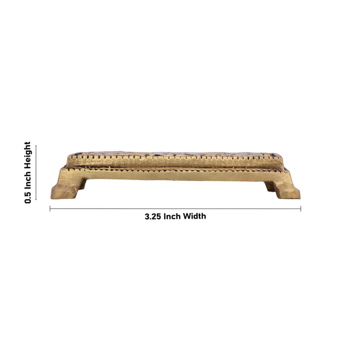 Chowki - 0.5 x 3.25 Inches | Antique Brass Bajot/ Rectangle Shape Manai for Pooja/ 120 Gms Approx - Pooja Aasan & Bajot & Pooja Mat
