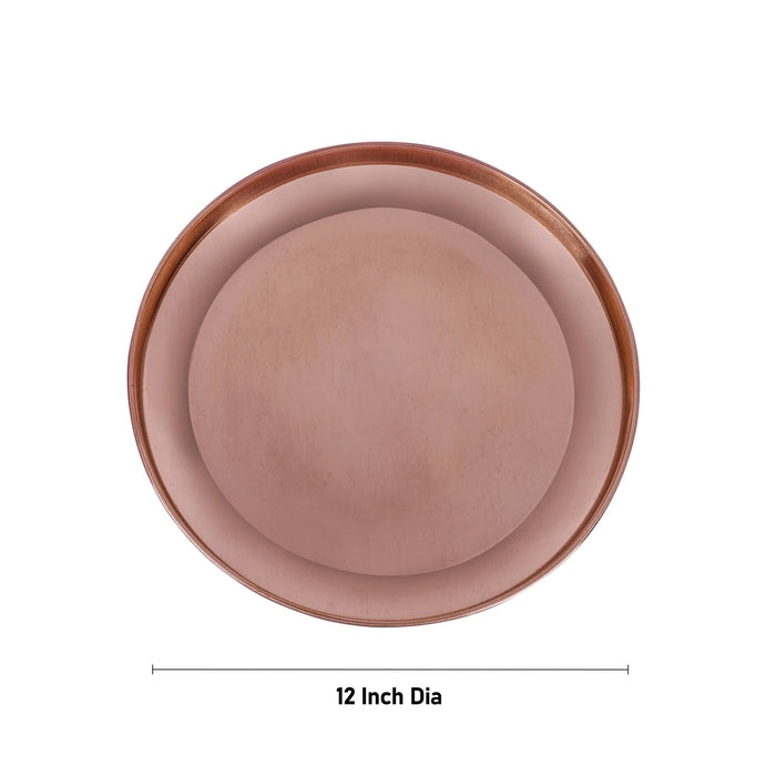 Copper Plate - 1.5 x 12 Inches | Pooja Thali Plate/ Thali Plate for Home - Pooja Plate & Tray