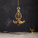 5 Face Hanging Lamp with Chain - 7 x 5 Inches | Antique Brass Hanging Diya/ Hanging Vilakku for Pooja/ 880 Gms - Hanging Lamp