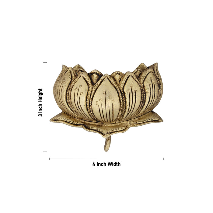 Lotus Wall Hanging - 3 x 4 Inches | Antique Brass Wall Hanger for Home Decor/ 360 Gms Approx - Wall Hanging