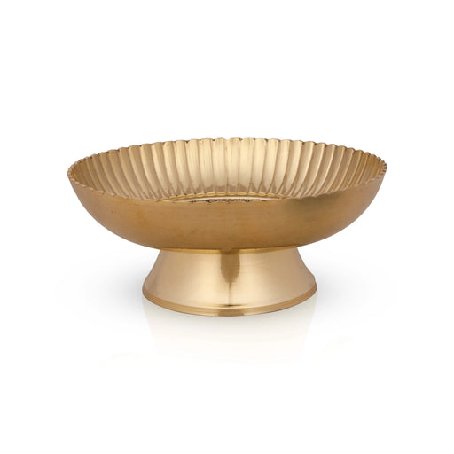 Brass Plate With Base - 2.25 x 5.5 Inches | Phaldar Design Thali Plate/ Pooja Plate for Home/ 305 Gms Approx - Pooja Plate & Tray