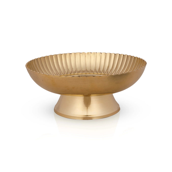 Brass Plate With Base - 2.25 x 5.5 Inches | Phaldar Design Thali Plate/ Pooja Plate for Home/ 305 Gms Approx - Pooja Plate & Tray