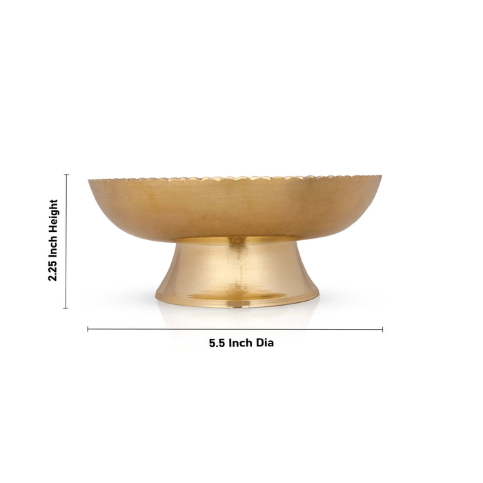 Brass Plate With Base - 2.25 x 5.5 Inches | Phaldar Design Thali Plate/ Pooja Plate for Home/ 305 Gms Approx - Pooja Plate & Tray