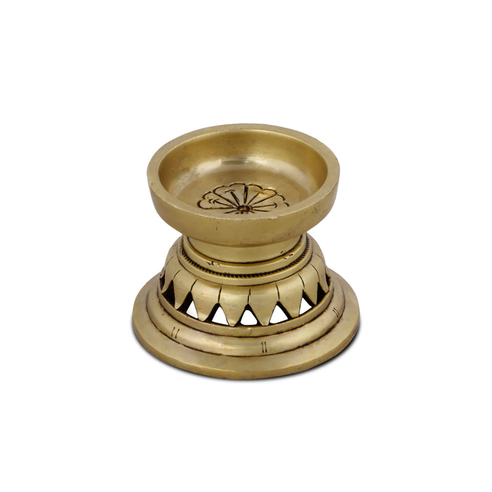 Brass Diya - 2 x 3 Inches | Vatti Deep/ Antique Brass Lamp for Pooja/ 300 Gms Approx - Decorative Lamp