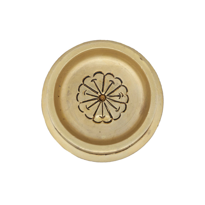 Brass Diya - 2 x 3 Inches | Vatti Deep/ Antique Brass Lamp for Pooja/ 300 Gms Approx - Decorative Lamp