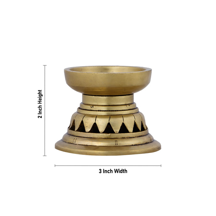 Brass Diya - 2 x 3 Inches | Vatti Deep/ Antique Brass Lamp for Pooja/ 300 Gms Approx - Decorative Lamp