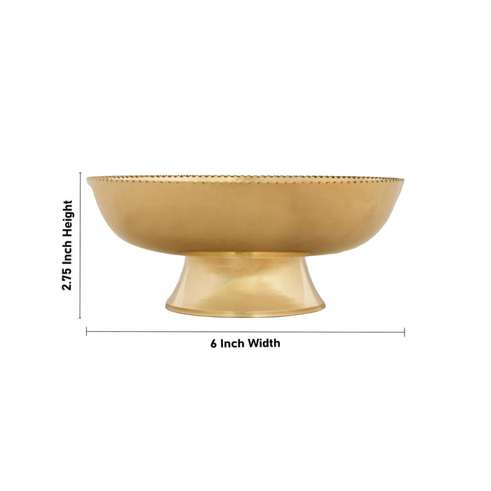 Brass Bowl With Base - 2.75 x 6 Inches | Brass Cup With Stand/ Pooja Bowl for Home/ 370 Gms Approx - Bowls