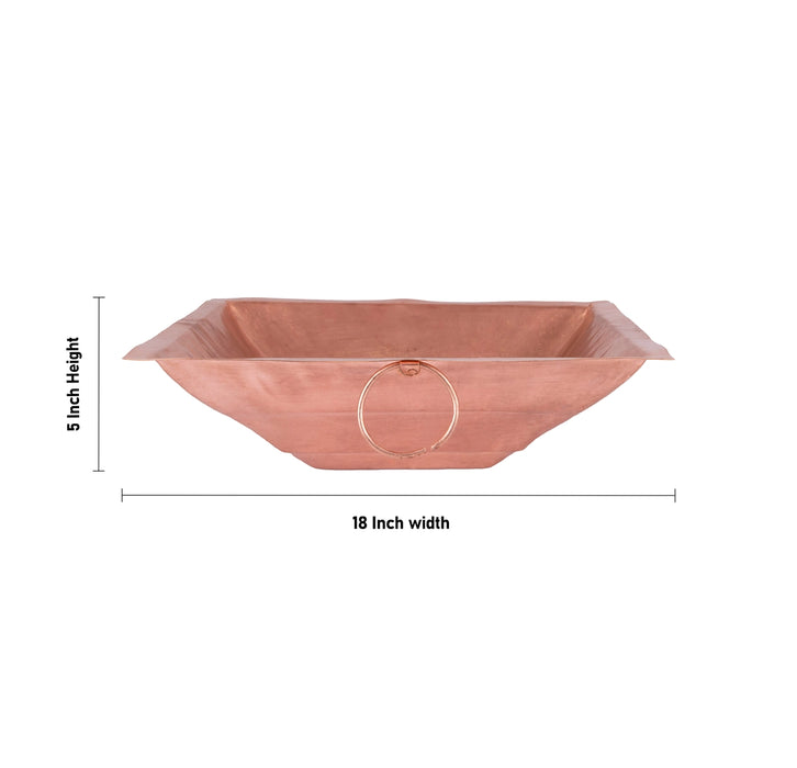 Havan Kund Without Stand - 5 x 18 Inches | Copper Agnihotra/ Hawan Kund With Handle For Yajna And Homam