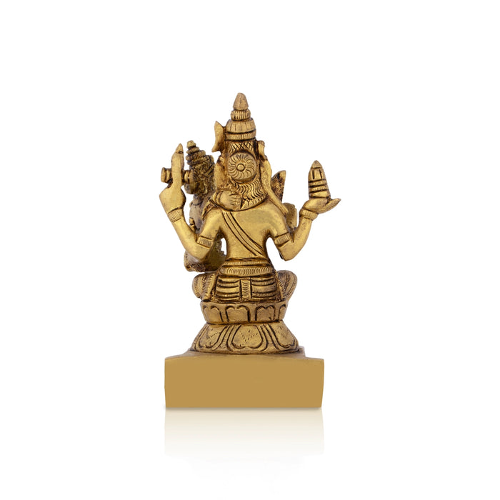 Swarnakarshana Bhairava Statue Sitting On Base - 4 x 2 Inches | Antique Brass Bhairav Murti for Pooja - Brass Murties