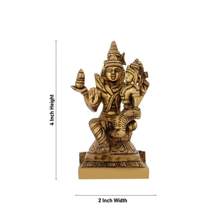 Swarnakarshana Bhairava Statue Sitting On Base - 4 x 2 Inches | Antique Brass Bhairav Murti for Pooja - Brass Murties