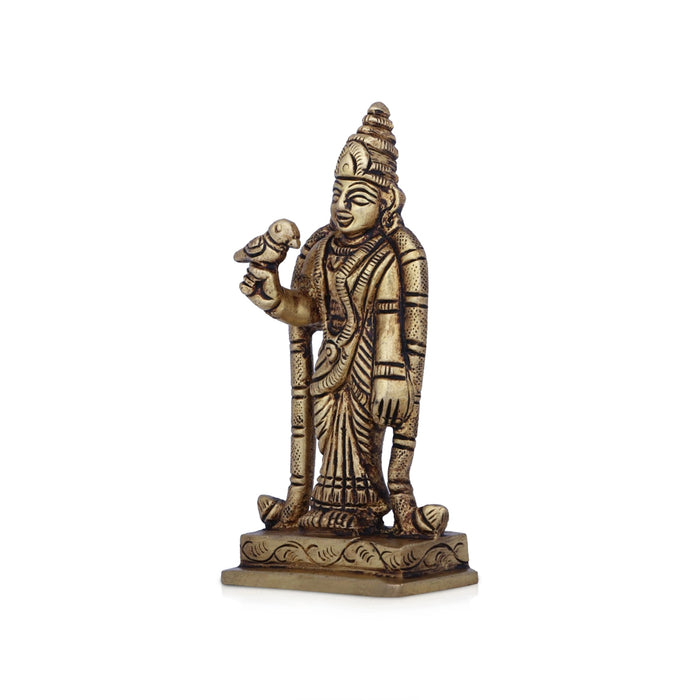 Meenakshi Amman Statue - 3.75 x 2 Inches | Antique Brass Idol/ Meenakshi Amman Idol for Pooja/ 220 Gms Approx - Brass Murties