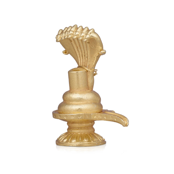 Sheshnag Shivling Statue - 2 x 1.5 Inches | Copper Idol/ Gold Polish Shivling with Sheshnag for Pooja/ 65 Gms - Copper Murties