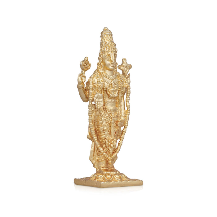 Balaji Murti - 3.25 x 1.5 Inches | Copper Idol/ Gold Polish Balaji Standing Statue for Pooja/ 95 Gms Approx - Copper Murties