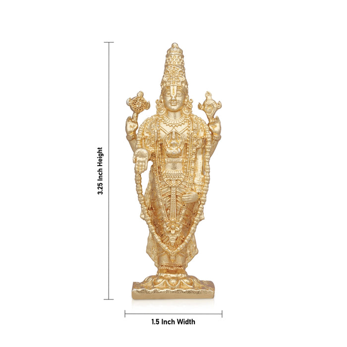Balaji Murti - 3.25 x 1.5 Inches | Copper Idol/ Gold Polish Balaji Standing Statue for Pooja/ 95 Gms Approx - Copper Murties