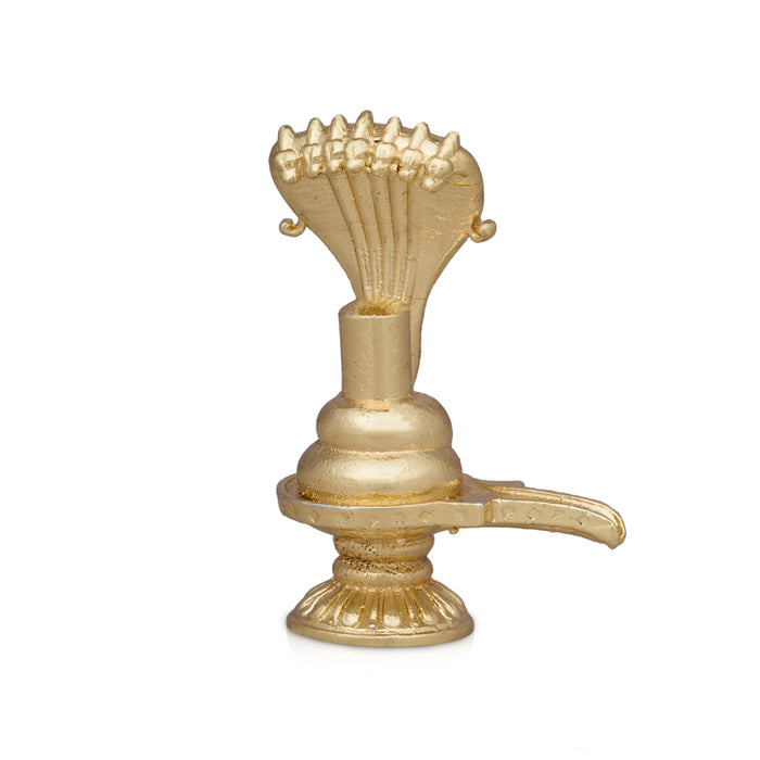 Sheshnag Shivling - 1.75 x 1.25 Inches | Copper Idol/ Gold Polish Shivling with Sheshnag for Pooja/ 30 Gms - Copper Murties