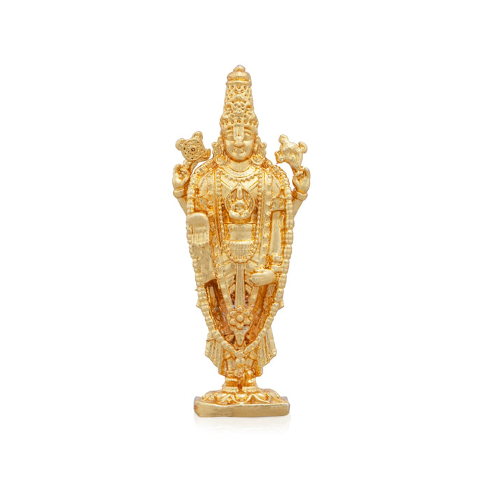 Balaji Murti - 2.5 x 1 Inches | Copper Idol/ Gold Polish Standing Balaji Statue for Pooja/ 35 Gms Approx