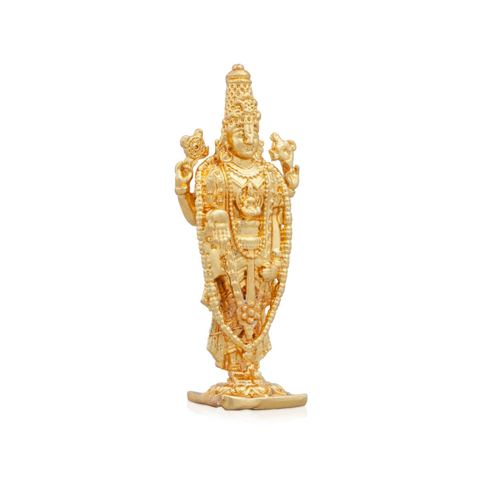 Balaji Murti - 2.5 x 1 Inches | Copper Idol/ Gold Polish Standing Balaji Statue for Pooja/ 35 Gms Approx