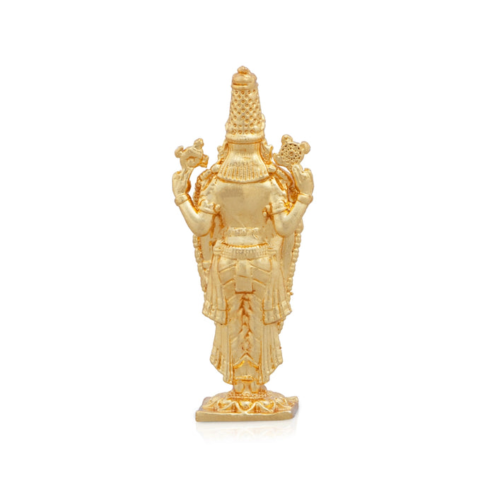 Balaji Murti - 2.5 x 1 Inches | Copper Idol/ Gold Polish Standing Balaji Statue for Pooja/ 35 Gms Approx