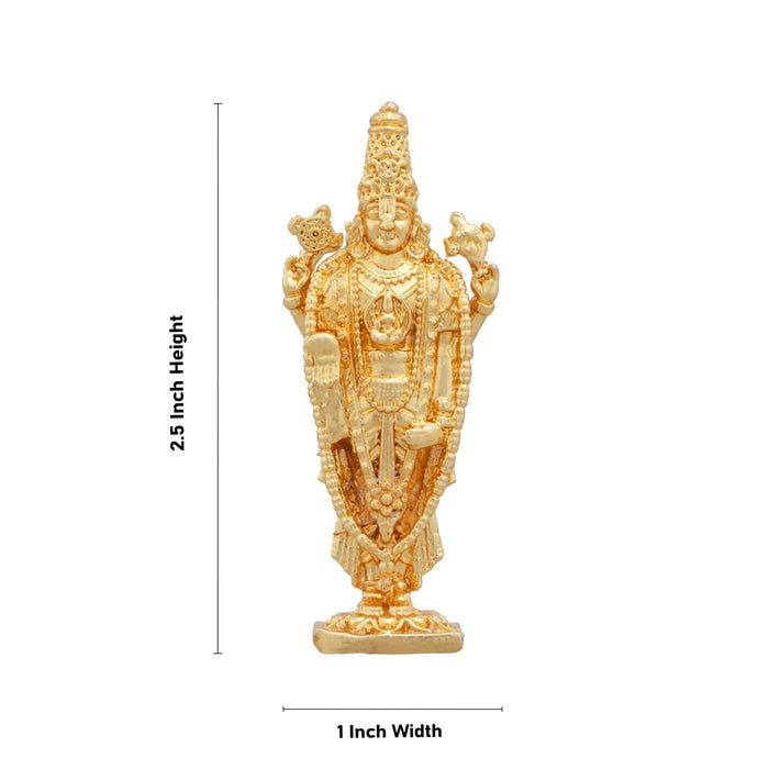 Balaji Murti - 2.5 x 1 Inches | Copper Idol/ Gold Polish Standing Balaji Statue for Pooja/ 35 Gms Approx