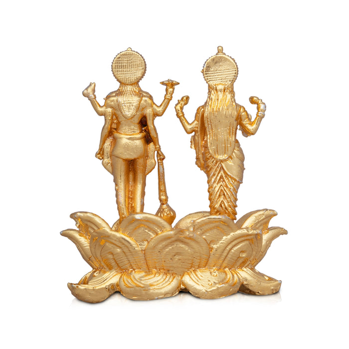 Laxmi Vishnu Murti - 1.75 x 1.5 Inches | Copper Idol/ Gold Polish Lakshmi Vishnu Idol for Pooja/ 45 Gms Approx - Copper Murties