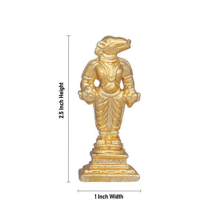 Varaha Idol - 2.5 x 1 Inches | Copper Idol/ Gold Polish Varahar Idol for Pooja/ 80 Gms Approx - Copper Murties
