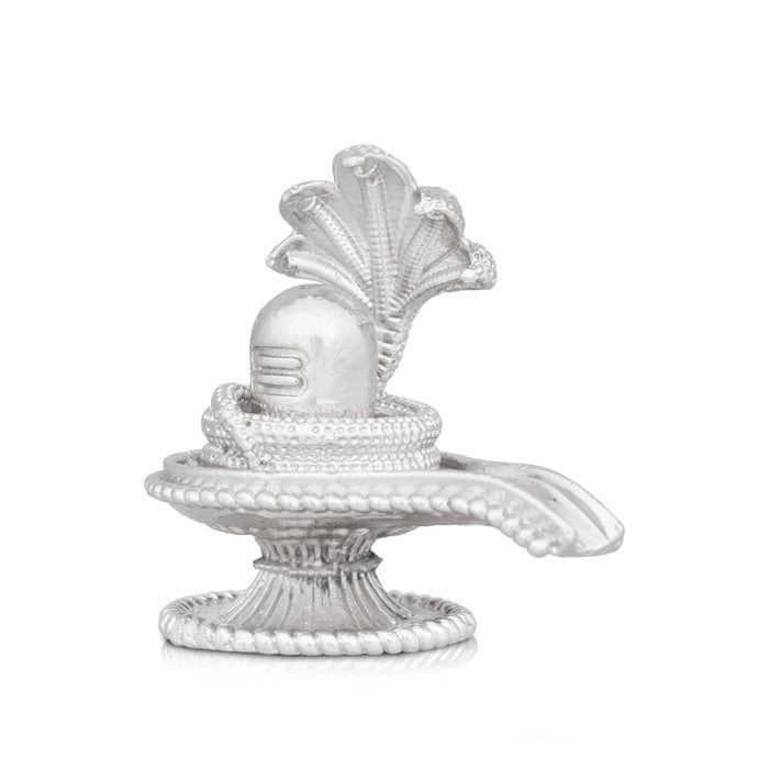 Sheshnag Shivling - 1.5 x 2 Inches | Copper Idol/ Silver Polish Shivling with Sheshnag for Pooja/ 80 Gms Approx - Copper Murties