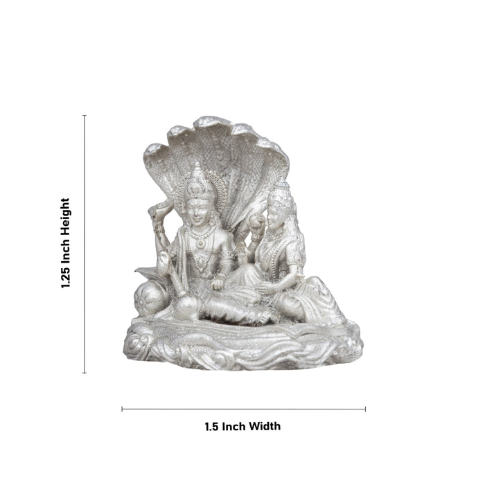 Laxmi Vishnu Murti Sitting on Sheshnag - 1.25 x 1.5 Inches | Copper Idol/ Silver Polish Lakshmi Vishnu Idol - Copper Murties