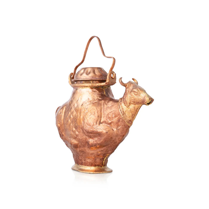 Copper Kindi | Cow Design Kalash / Kamandalam For Pooja & Ritual Use