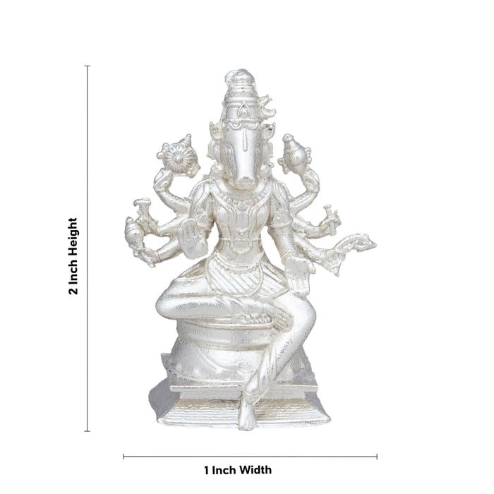 Varahi Idol with 8 Hands - 2 x 1 Inches | Copper Idol/ Silver Polish Varahi Statue for Pooja/ 35 Gms Approx - Copper Murties