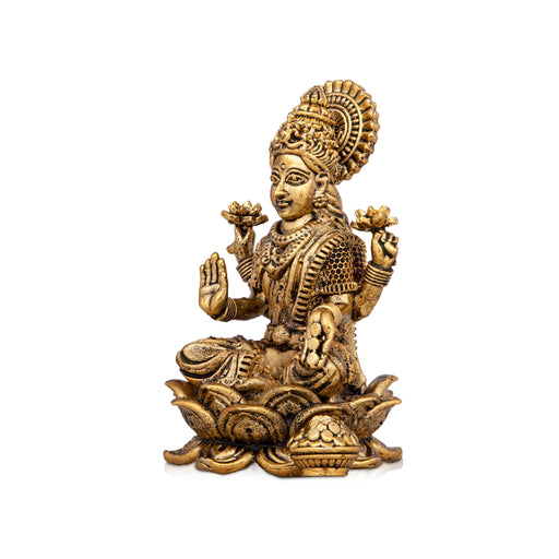 Laxmi Idol - 3 x 2 Inches | Brass Lakshmi Murti/ Lakshmi Idol Sitting On Lotus for Pooja/ 200 Gms Approx - Brass Murties