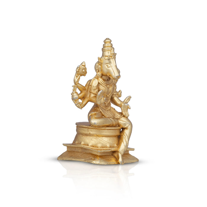 Varahi Idol - 1.75 x 1 Inch | Copper Idol/ Gold Polish Varahi Amman Statue for Pooja/ 30 Gms Approx - Copper Murties