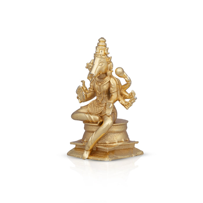 Varahi Idol - 1.75 x 1 Inch | Copper Idol/ Gold Polish Varahi Amman Statue for Pooja/ 30 Gms Approx - Copper Murties