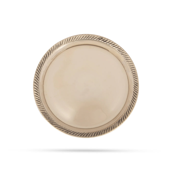 Pin Tray - 7 Inches | Brass Plate/ Brass Pooja Stand/ Pooja Aasan for Deity/ 325 Gms Approx - Pooja Plate & Tray