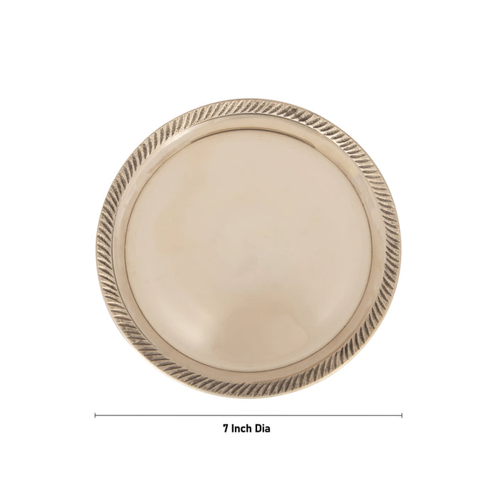 Pin Tray - 7 Inches | Brass Plate/ Brass Pooja Stand/ Pooja Aasan for Deity/ 325 Gms Approx - Pooja Plate & Tray