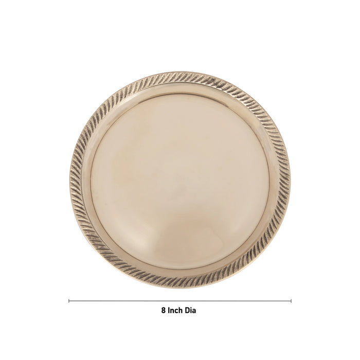 Pin Tray - 8 Inches | Brass Plate/ Brass Pooja Stand/ Pooja Aasan for Deity/ 425 Gms Approx - Pooja Plate & Tray