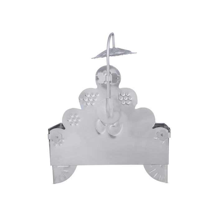 Manai with Chatri - 6 x 4 Inches | German Silver Chowki/ Pooja Aasan for Deity/ 130 Gms Approx - Pooja Aasan & Bajot & Pooja Mat