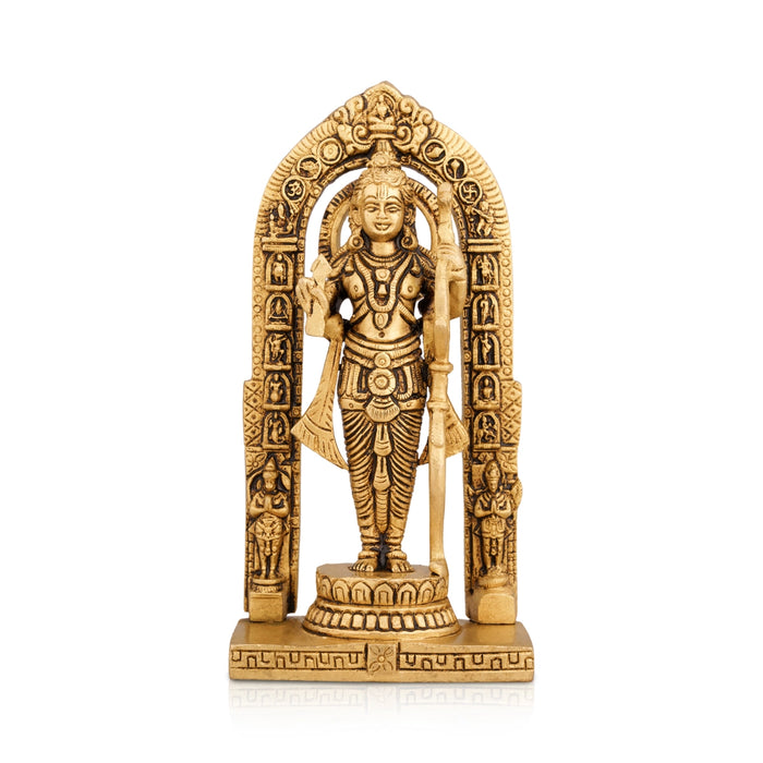 Ayothi Ramar Standing On Base Murti - 6 x 3 Inches | Antique Brass Idol / Ayodhi Ramar Statue For Pooja - Brass Murties