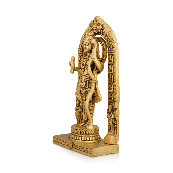 Ayothi Ramar Standing On Base Murti - 6 x 3 Inches | Antique Brass Idol / Ayodhi Ramar Statue For Pooja - Brass Murties
