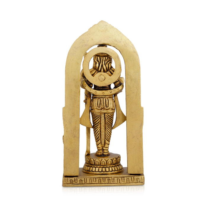Ayothi Ramar Standing On Base Murti - 6 x 3 Inches | Antique Brass Idol / Ayodhi Ramar Statue For Pooja - Brass Murties